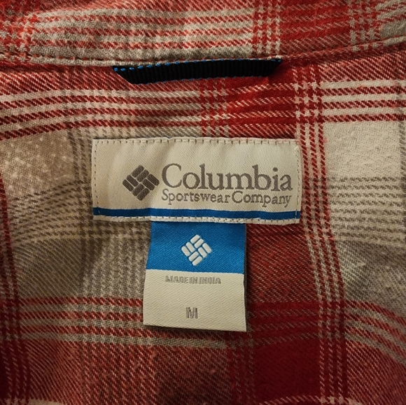 Columbia flannel, Western Ky University emblem,  red plaid, size medium - Picture 6 of 7